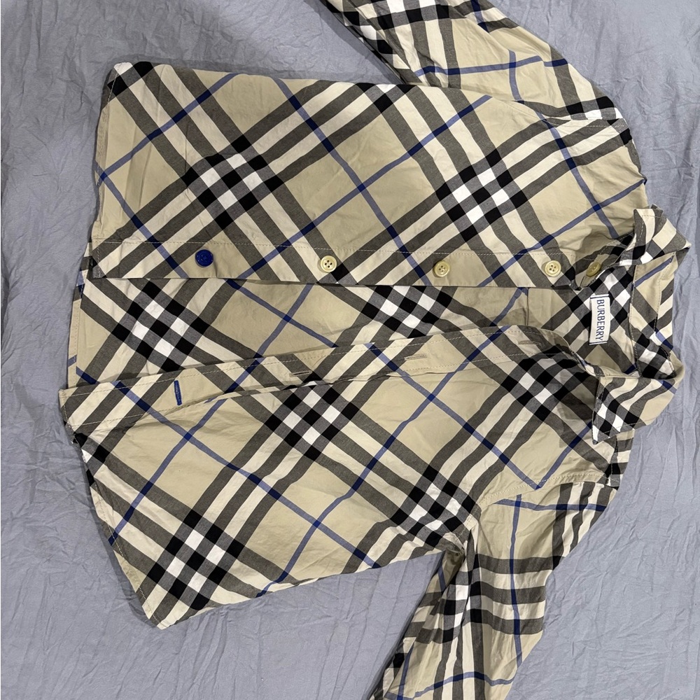 Toddler Burberry Beige and Black Plaid Shirt like new worn once